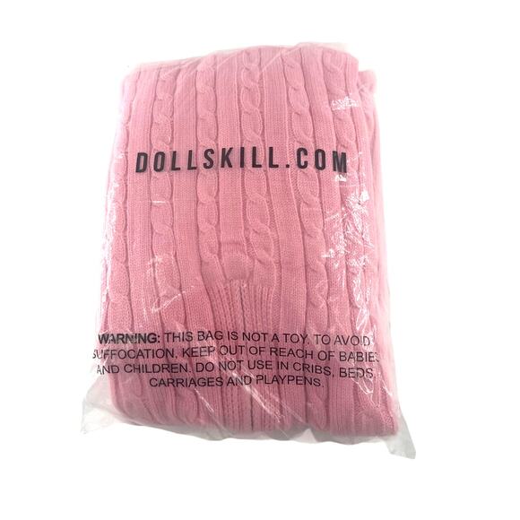 Dolls Kill Women's Pink Intarsia Cable Knit Zipper Romper Size M - Picture 5 of 11